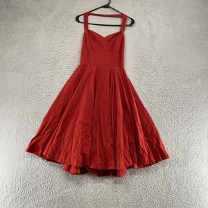 Girls From Savoy Dress Size 6 Halter Corduroy Fit Flare Empire Midi Retro Pinup